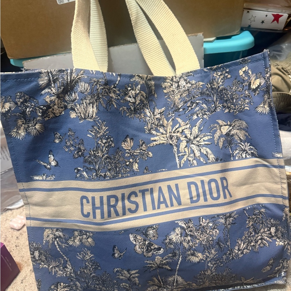 Dior Blue and Cream Floral Tote